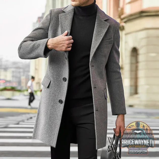 Manteau Long Homme Laine Hiver Col Costume Poches Multiples Gris Noir vs Manteau Long Homme Automne Style Britannique Coupe Slim Revers : quel Manteau Homme choisir ?