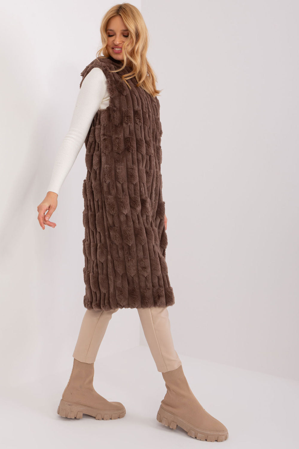 Gilet femme AT — brun