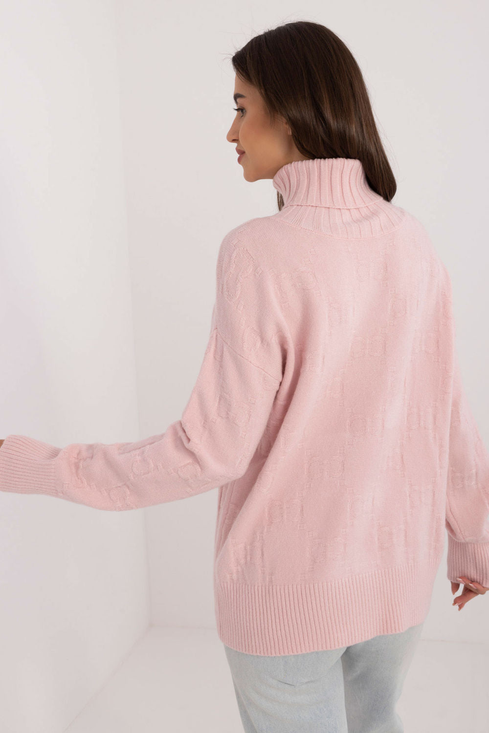 Pull femme AT Col Roulé Col — rosé