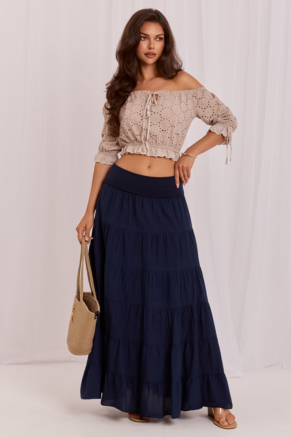Jupe femme Italy Moda Longue Longue — bleu marine
