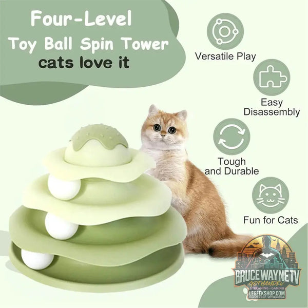 🐱 Tour de rotation à balles colorées – Jouet interactif 3 couches pour chats - Legeekshop