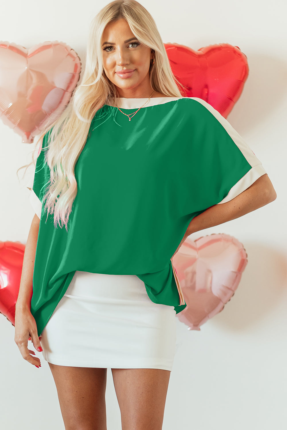 Blouse femme oversized, colorblock — vert