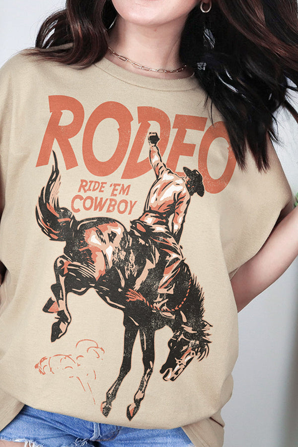 T-shirt femme graphique, col rond — kaki