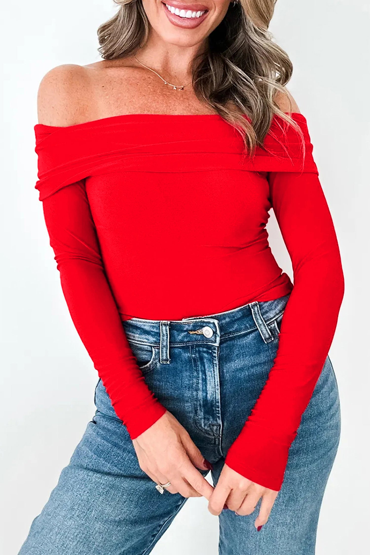 Haut femme manches longues — rouge feu