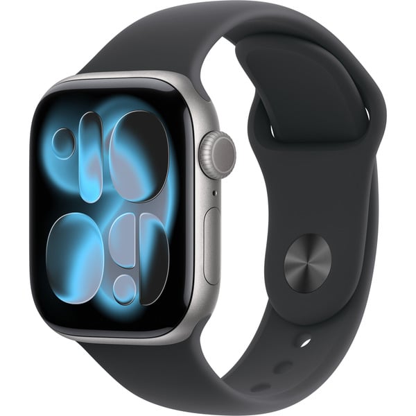 Apple Watch gris, Aluminium, 42 mm, bracelet sport noir S/M, Cellular - Apple - vue 2