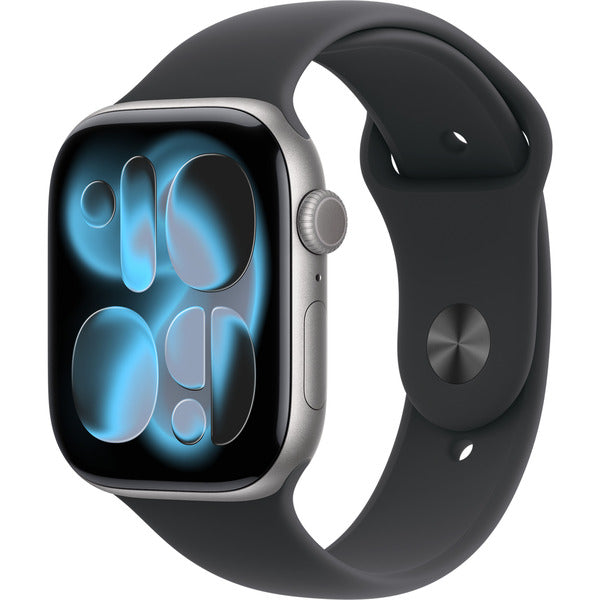 Apple Watch gris, Aluminium, 46 mm, bracelet sport noir S/M, Cellular - Apple - vue 2