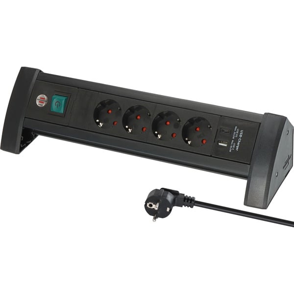 Brennenstuhl Premium-Office-Line Steckdosenleiste 4-fach, 2x USB, pour den Schreibtisch - Brennenstuhl