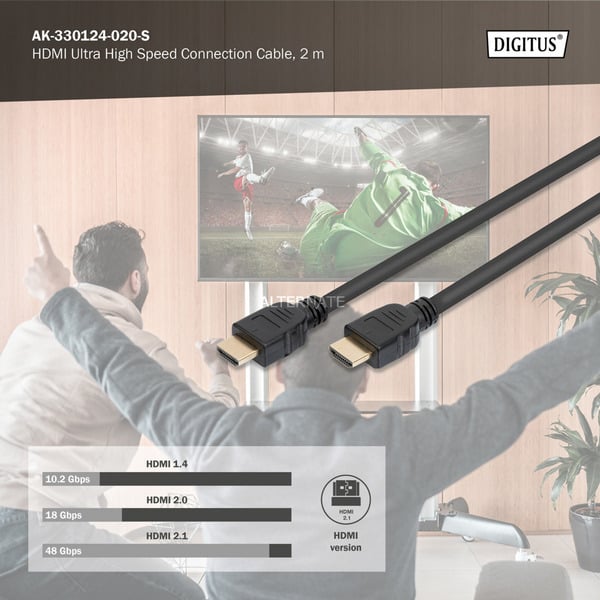(€ 3,36 / 1 m) Digitus HDMI Ultra High Speed Anschlusskabel, avec Ethernet, UHD 8K, Typ A - Digitus - vue 4