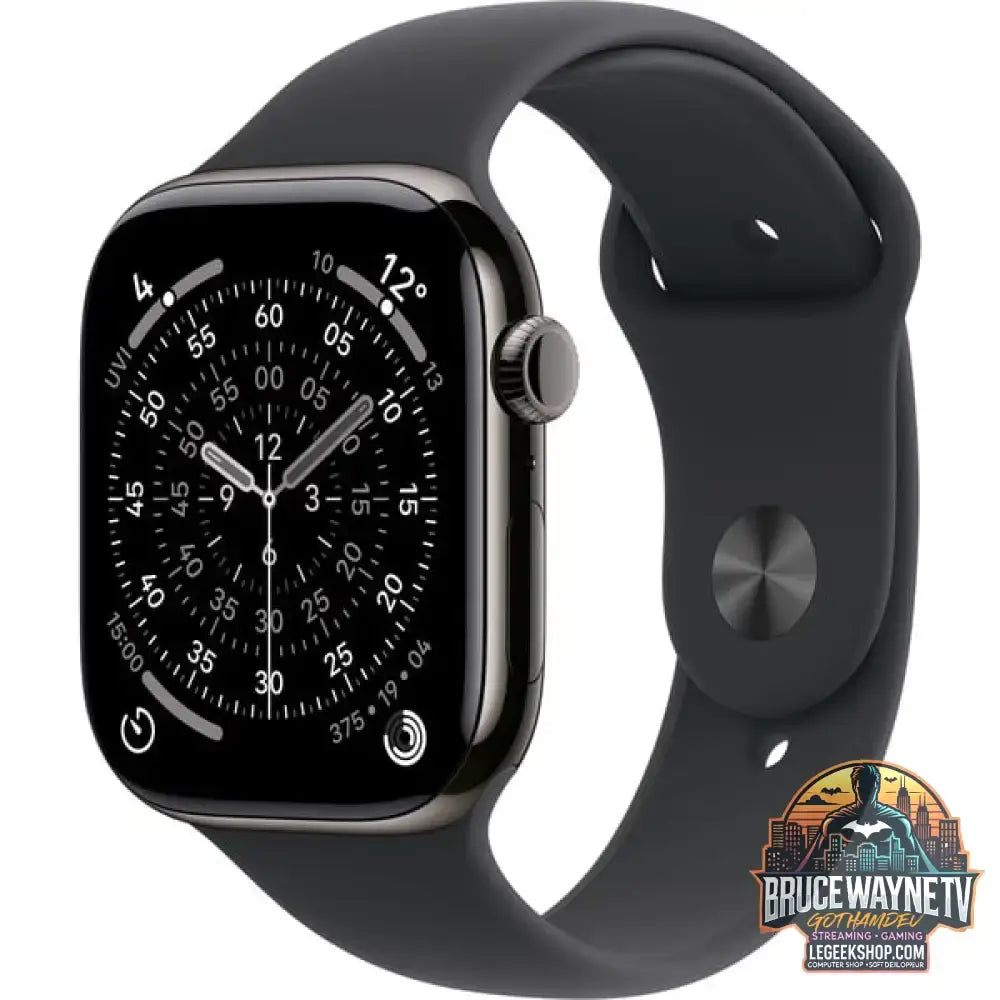 Apple Watch Series 11, Smartwatch Titan Schiefer, Titangehäuse, 46 mm, Sportarmband schwarz M/L, Cellular - Apple - vue 2