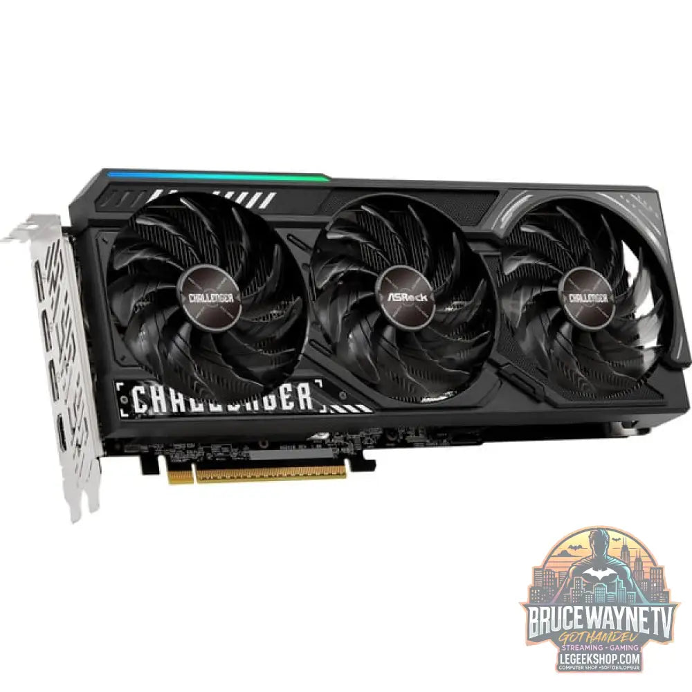 ASRock Radeon RX 9070 XT Challenger 16GB, carte graphique noir / gris, RDNA4, GDDR6, 3x DisplayPort, 1x HDMI 2.1 - ASRock - vue 3