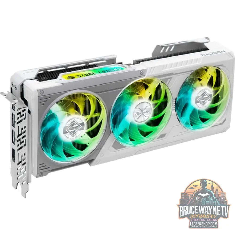 ASRock Radeon RX 9070 XT Steel Legend 16GB, carte graphique blanc, RDNA4, GDDR6, 3x DisplayPort, 1x HDMI 2.1 - ASRock - vue 3