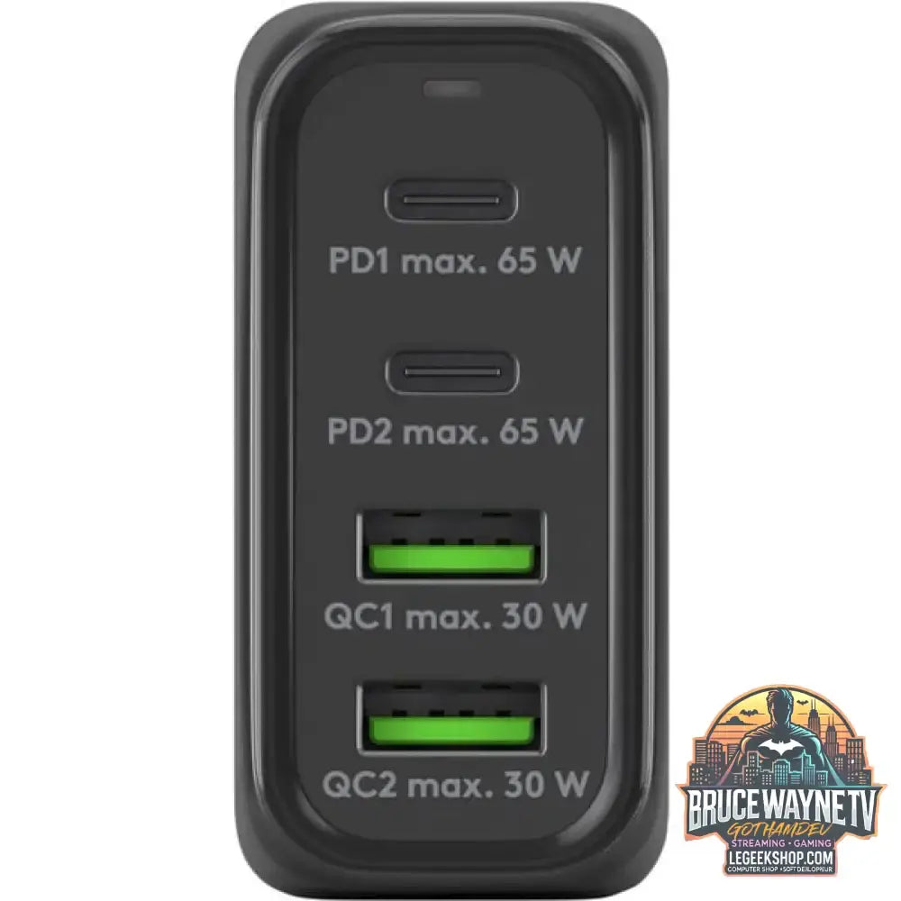 goobay USB-C Multiport-Schnellladegerät, PD, GaN, 68 Watt schwarz, 2x USB-C, 2x USB-A, Power Delivery, QuickCharge - goobay - vue 4