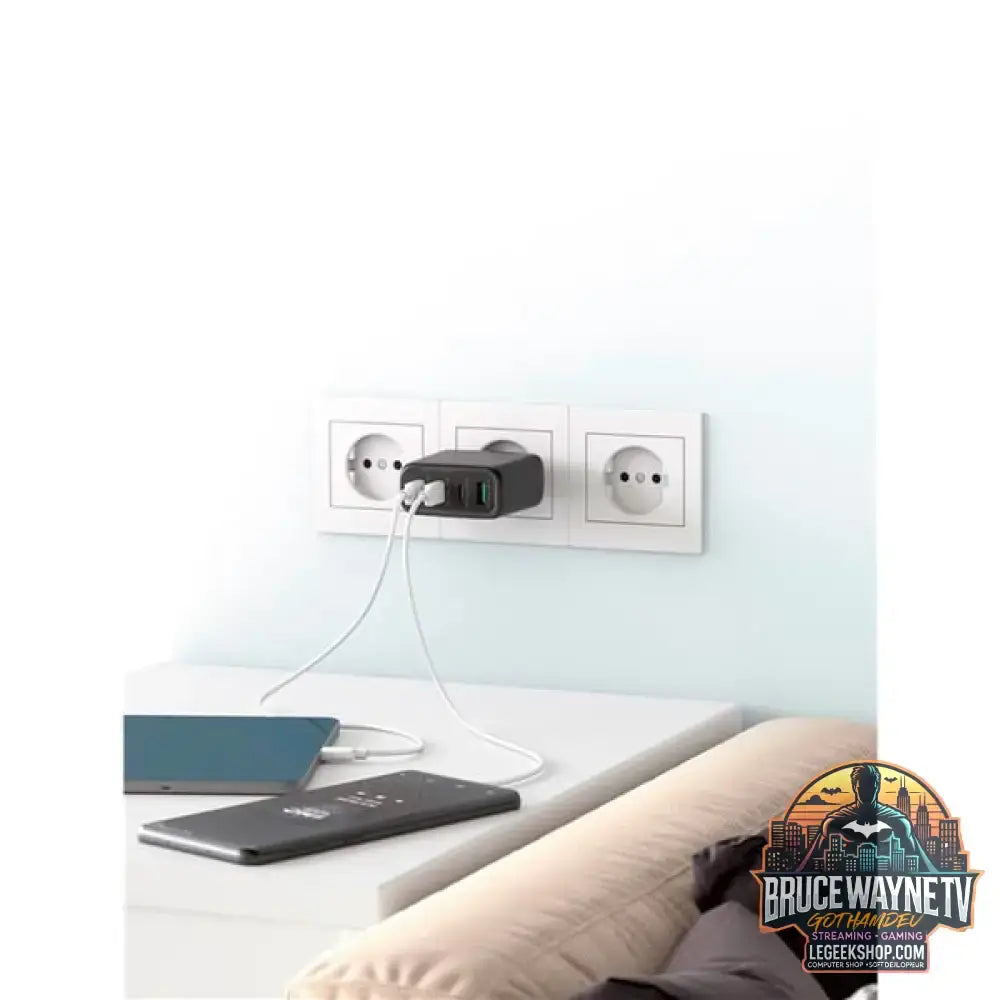 goobay USB-C Multiport-Schnellladegerät, PD, GaN, 68 Watt schwarz, 3x USB-C, 1x USB-A, Power Delivery, QuickCharge - goobay - vue 11