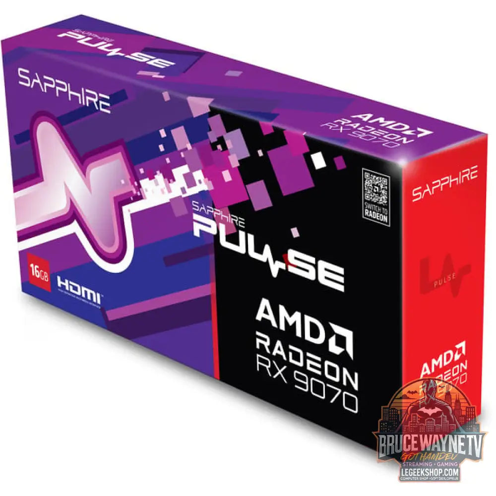 SAPPHIRE Radeon RX 9070 GRE Pulse Gaming OC, carte graphique noir, RDNA4, GDDR6, 2x DisplayPort, 2x HDMI - SAPPHIRE - vue 7