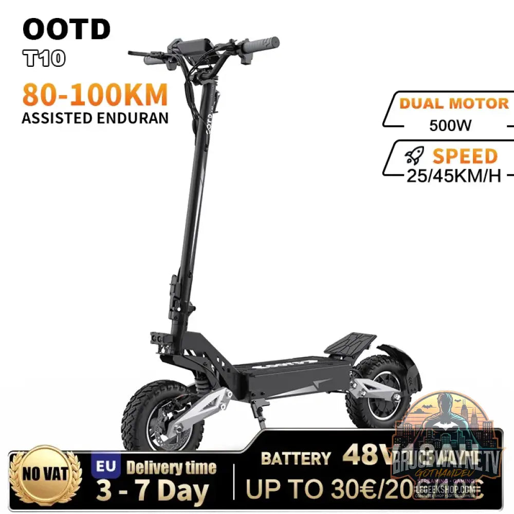 Trottinette Électrique OOTD T10, 900W 48V Autonomie 40-60km Écran LED Pneus 11 pouces - T10-18AH / France - Trottinette