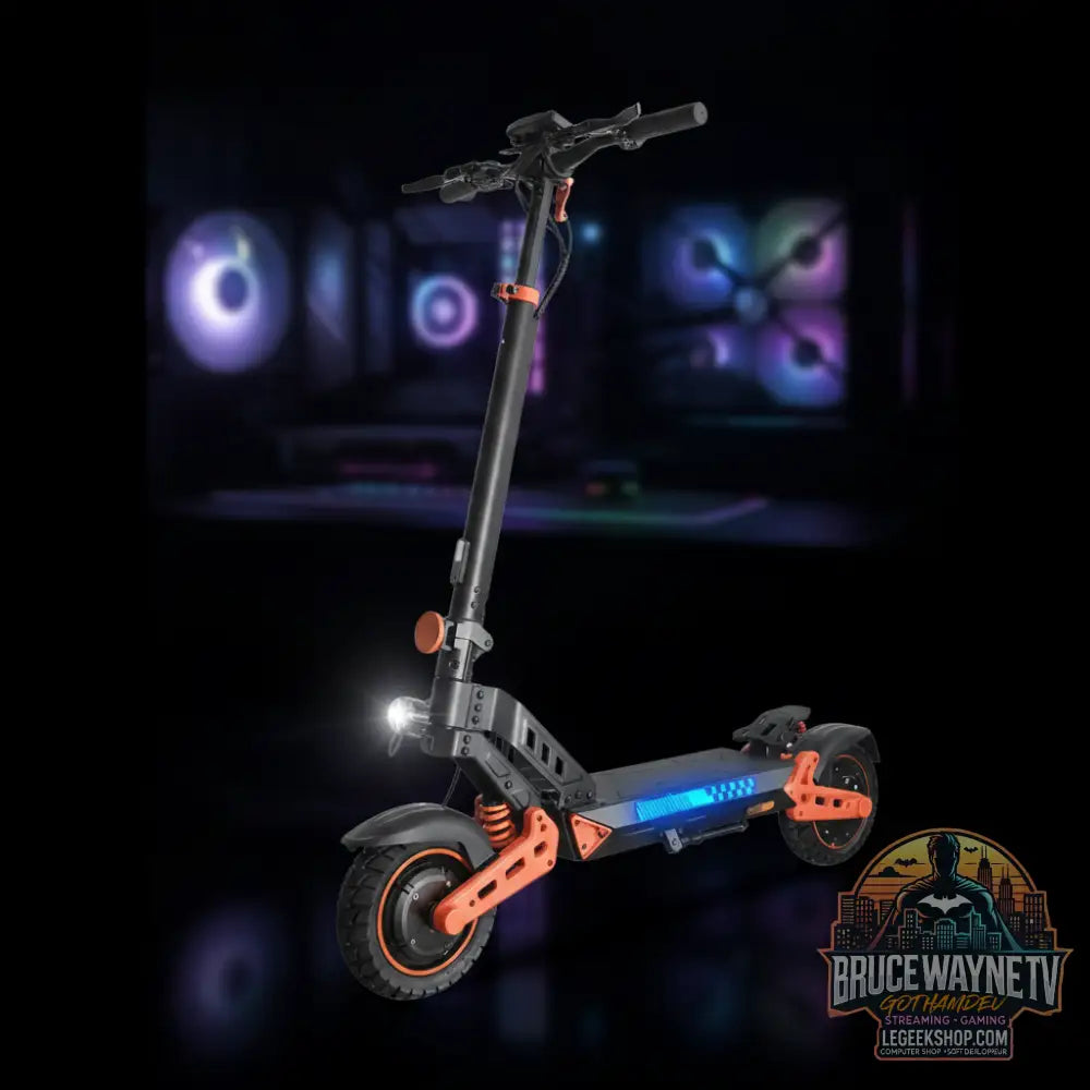 Trottinette électrique WildStride 1200W Peak, vue détaillée de face. Performance et design moderne pour
