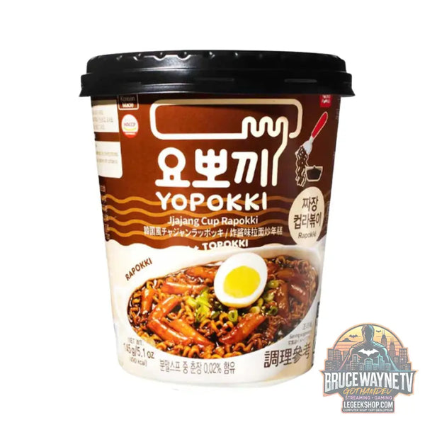 Yopokki Jjajang Cup Rapokki nouilles et topokki en tasse avec haricots noirs de 145g (Paquet de 16) - Snacks & boissons