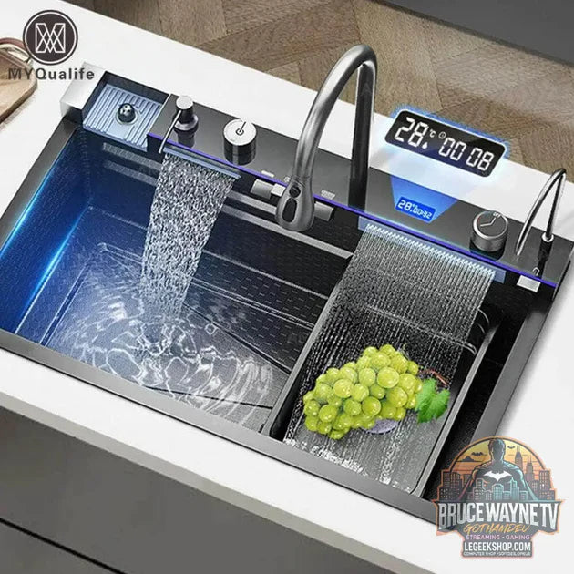 Guide d'achat : 🚰 Évier cascade en acier inoxydable 304 – Affichage numérique & accessoires intégrés