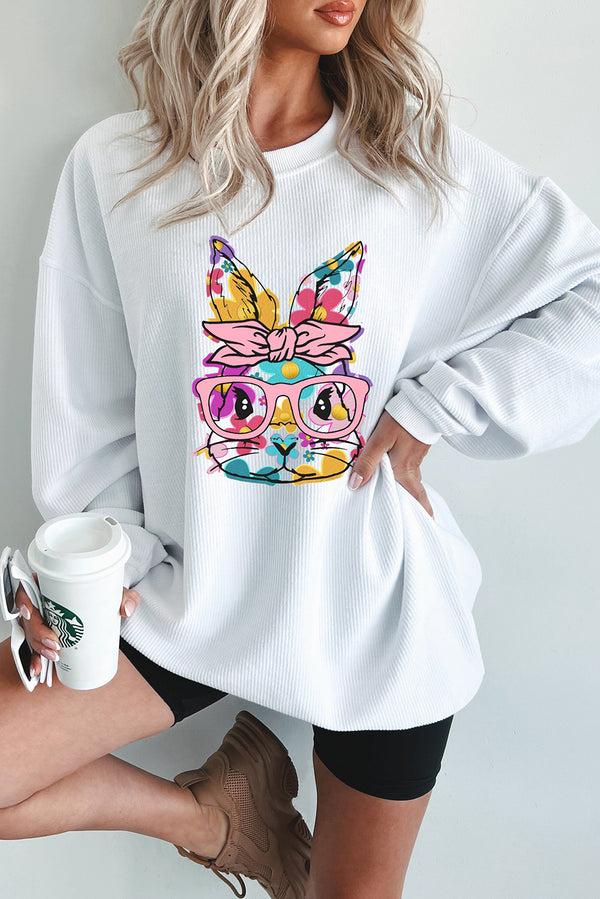 Sweat femme floral, graphique — blanc