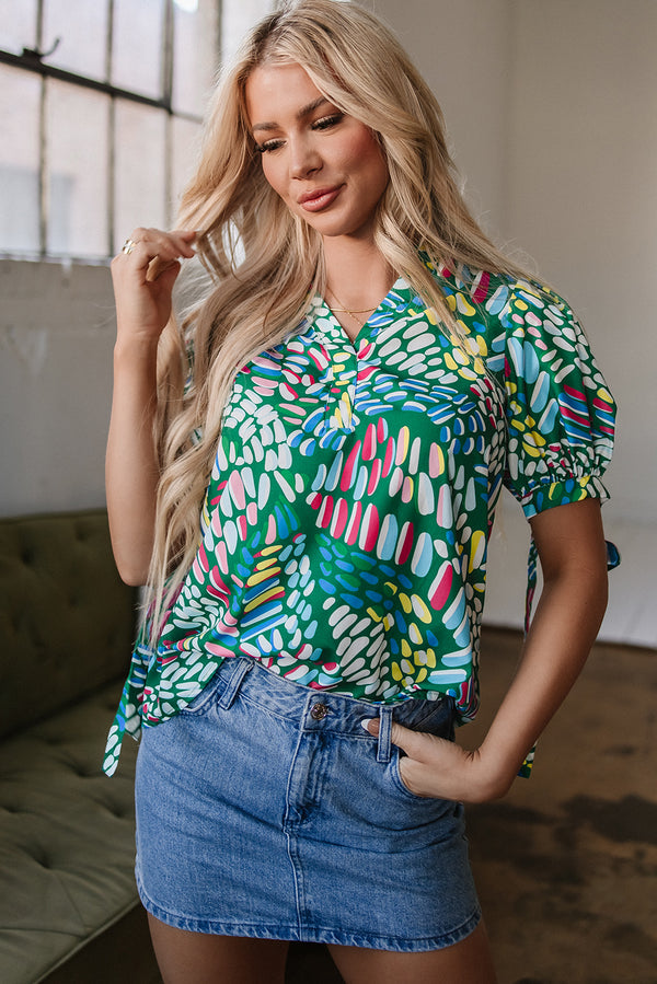 Blouse femme manches bouffantes — vert