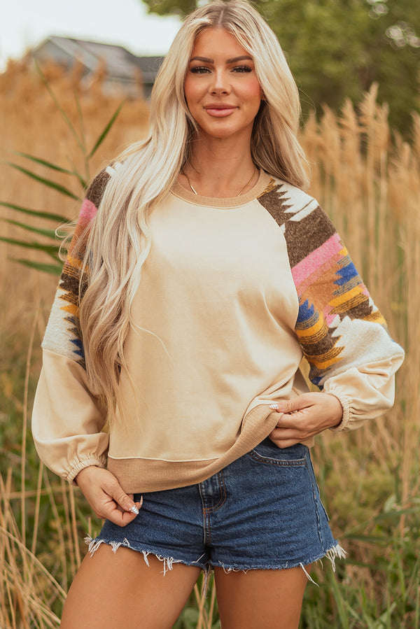 Sweat femme patchwork — beige