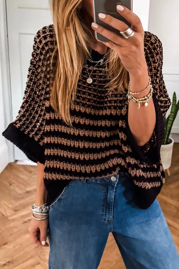 Pull femme rayé — noir