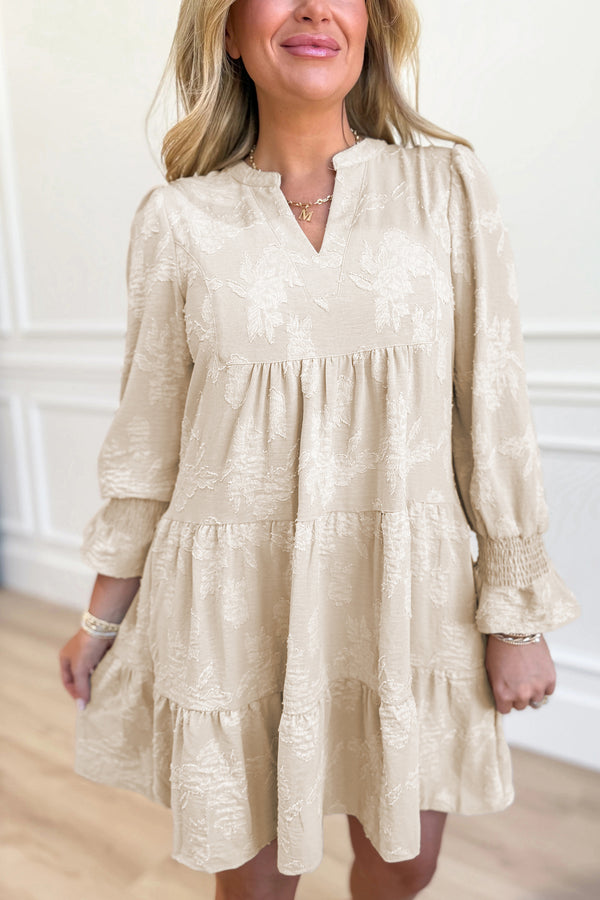 Robe courte femme à étages, manches longues