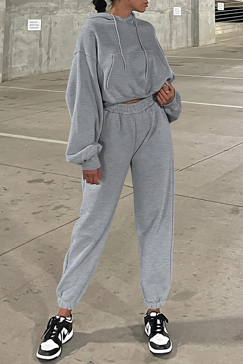 Hoodie femme à capuche, épaules tombantes, uni — gris · LC2611658-P11 · LC2611658-P11-2XL
