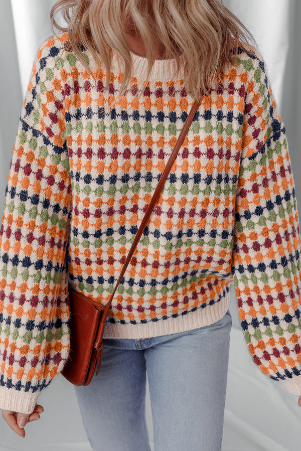Pull femme rayé, en maille, épaules tombantes — multicolore