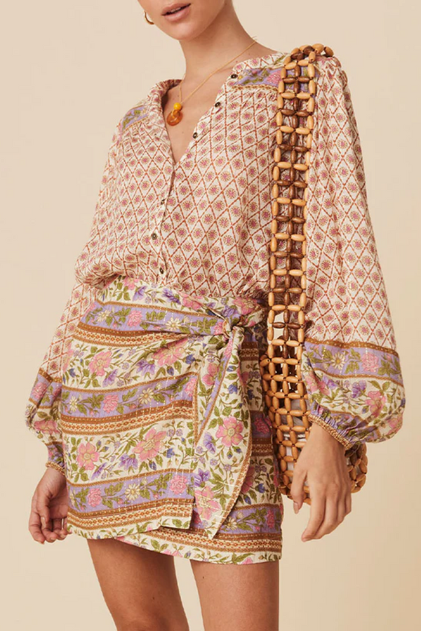 Chemise femme floral, manches bouffantes — multicolore