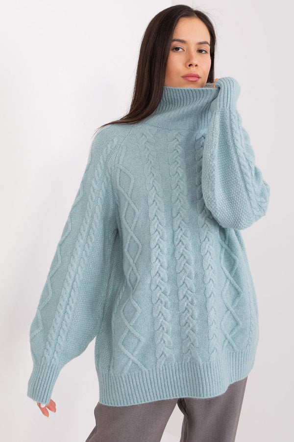 Pull femme AT Col Roulé Col — vert