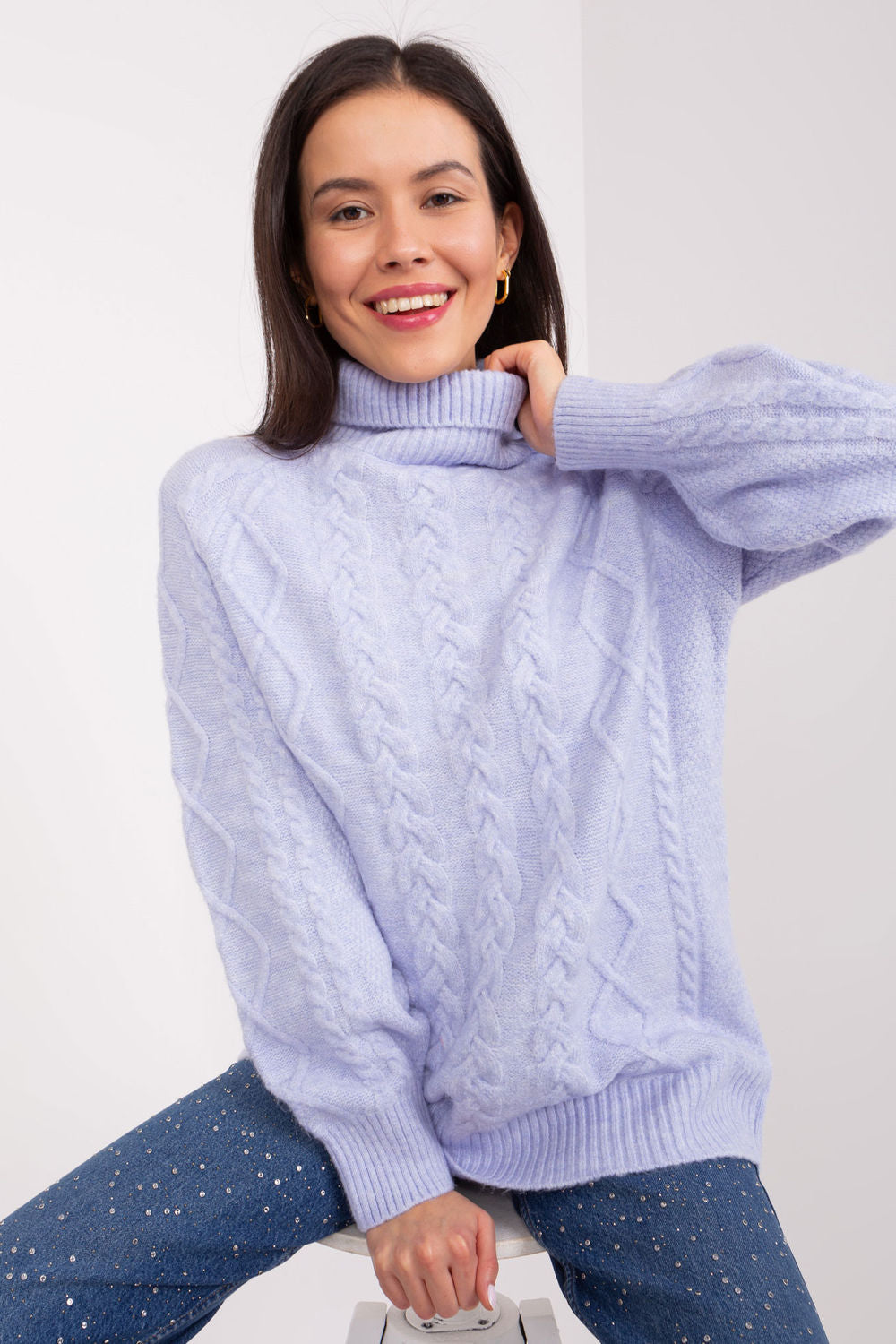 Pull femme AT Col Roulé Col — violet