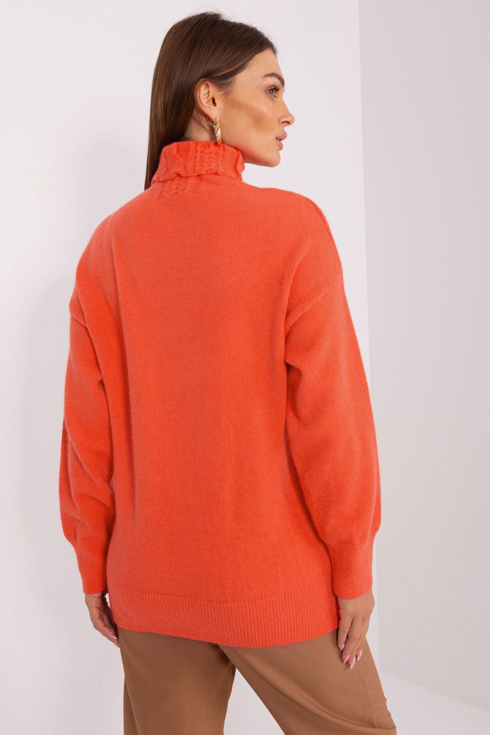 Pull femme AT Col Roulé Col — orange
