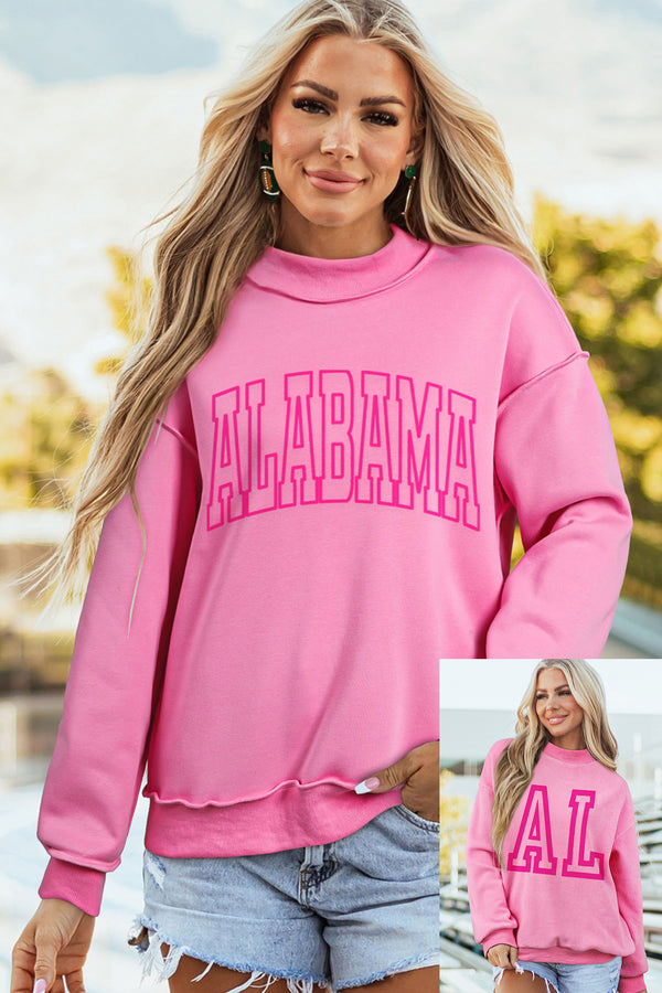 Sweat femme col montant — rose vif