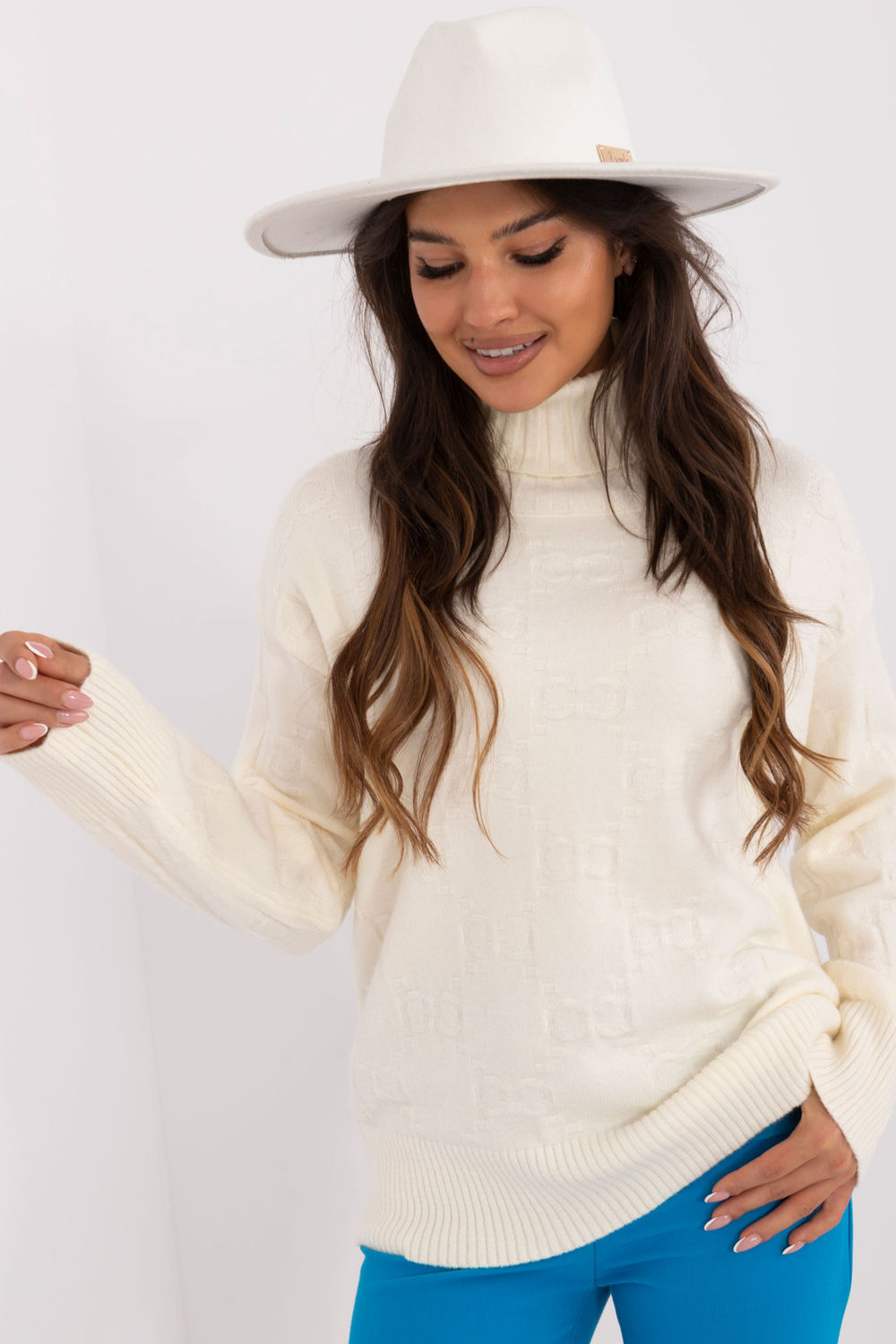 Pull femme AT Col Roulé Col — beige