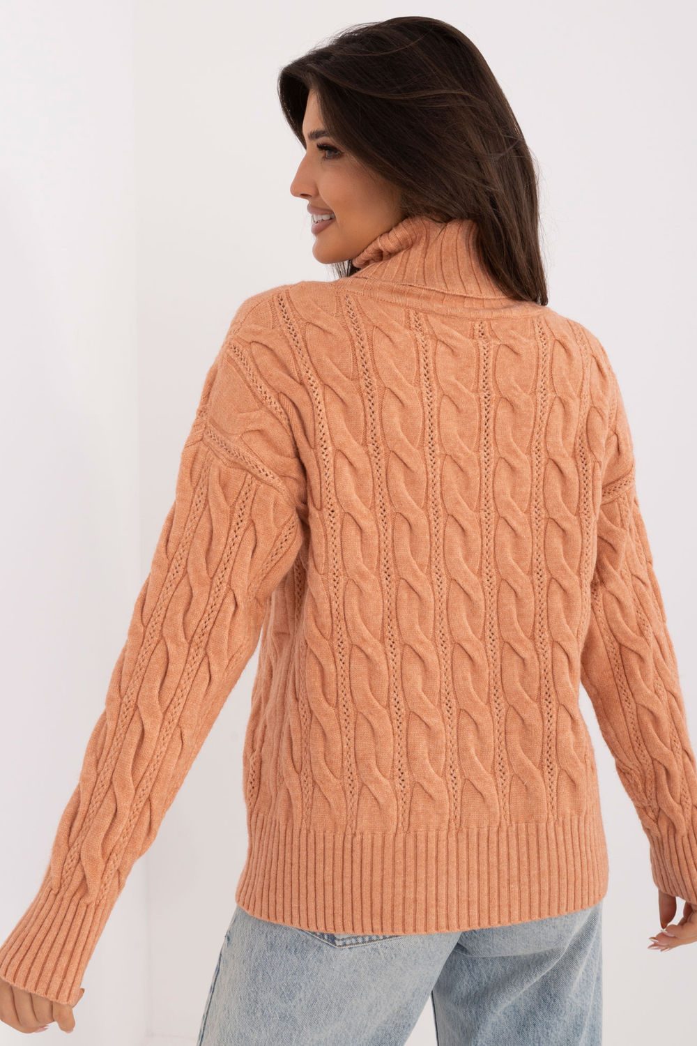 Pull femme AT Col Roulé Col — orange
