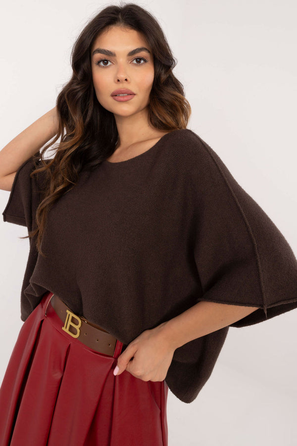 Pull femme Italy Moda À Manches Courtes — brun