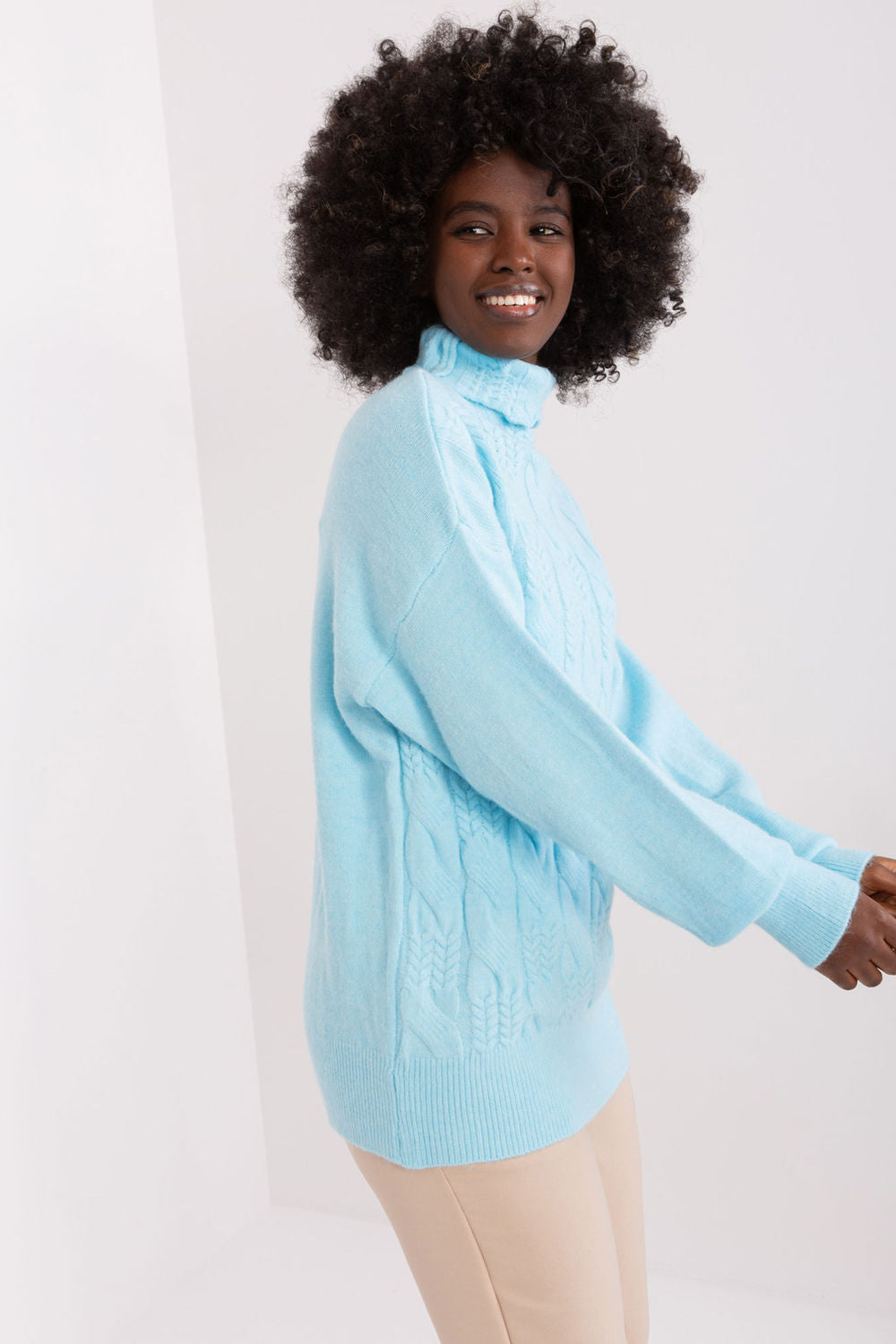 Pull femme AT Col Roulé Col — bleu