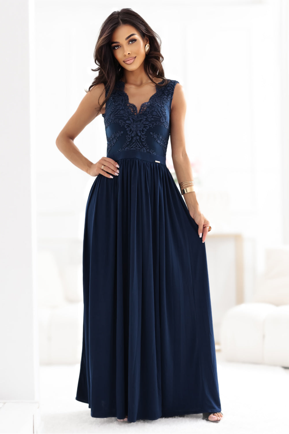 Robe femme Numoco Longue Longue — bleu marine