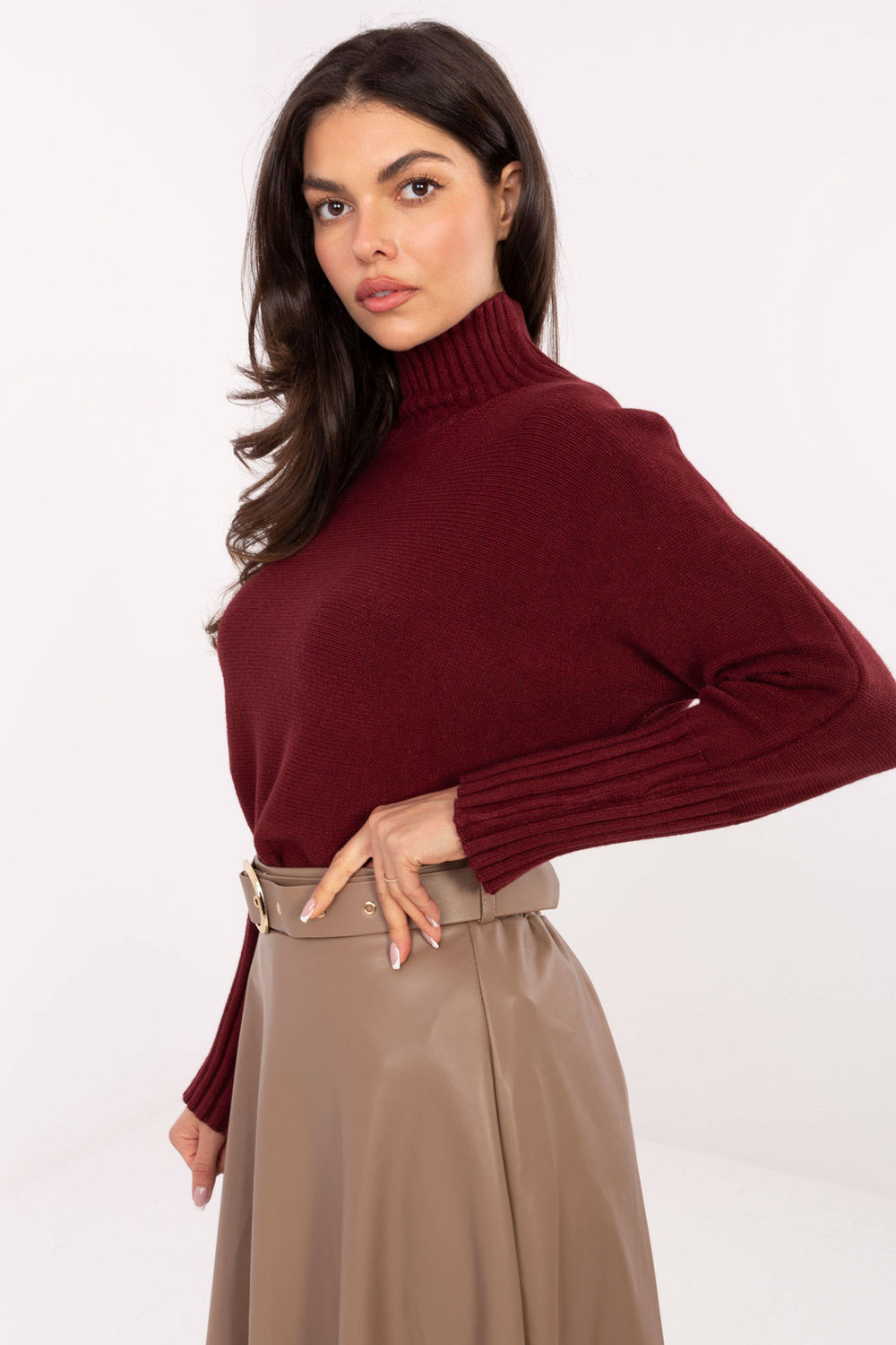 Pull femme Rue Paris Col Roulé Col — rouge