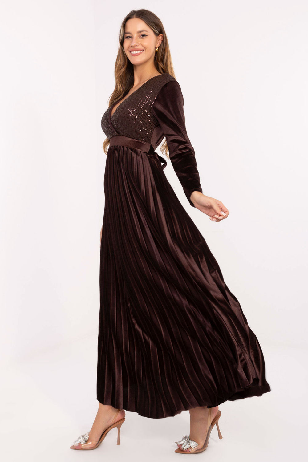 Robe femme Italy Moda Longue Longue — brun