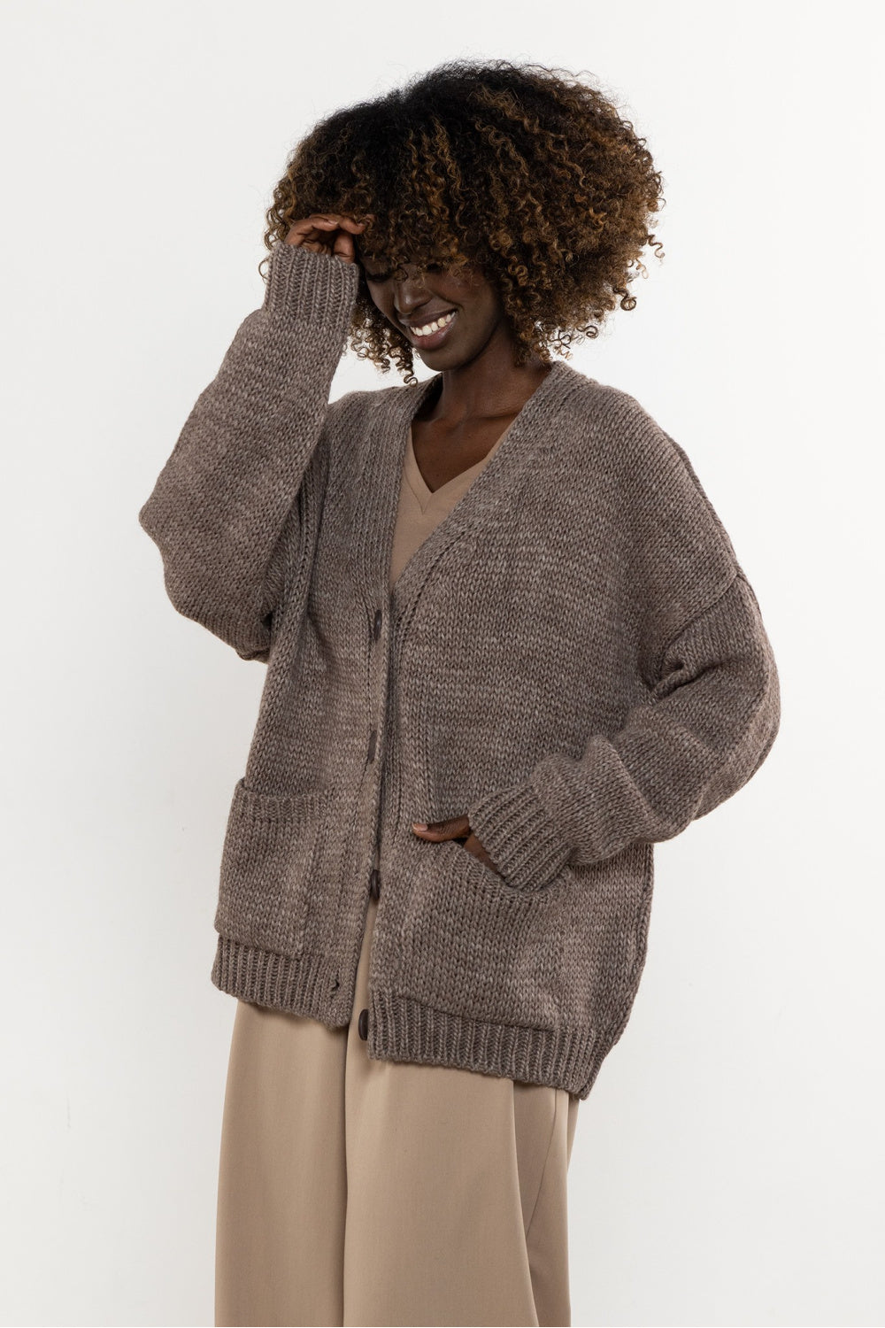 Cardigan femme awama — brun