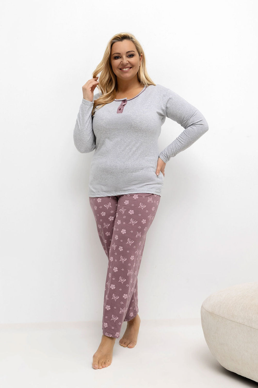 Pyjama femme Forever Pink Taille Plus Taille — gris