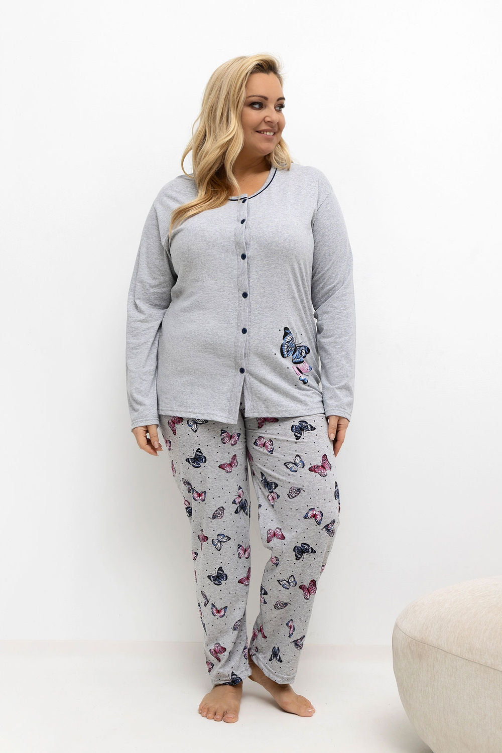 Pyjama femme Forever Pink Taille Plus Taille — gris