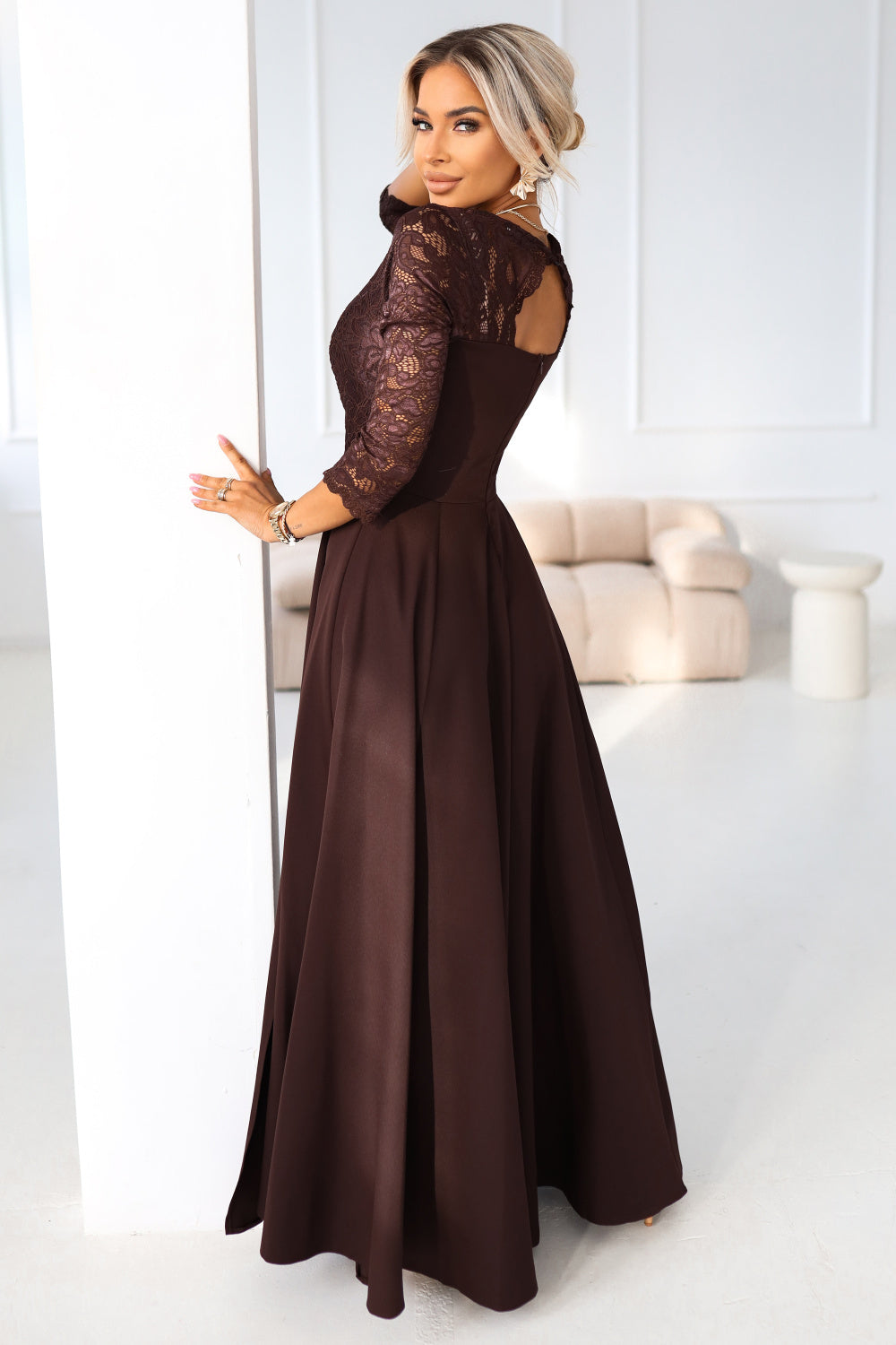 Robe femme Numoco Longue Longue — brun