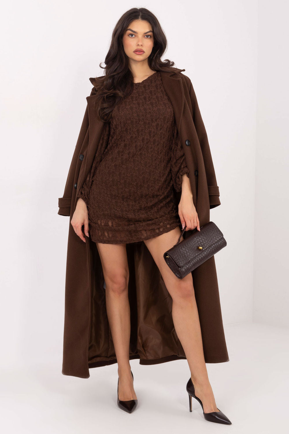 Robe femme Italy Moda Courte Courte — brun