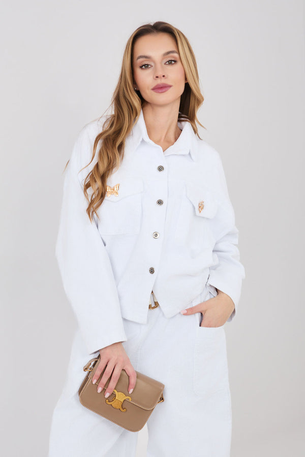 Veste en velours côtelé femme Rue Paris — blanc