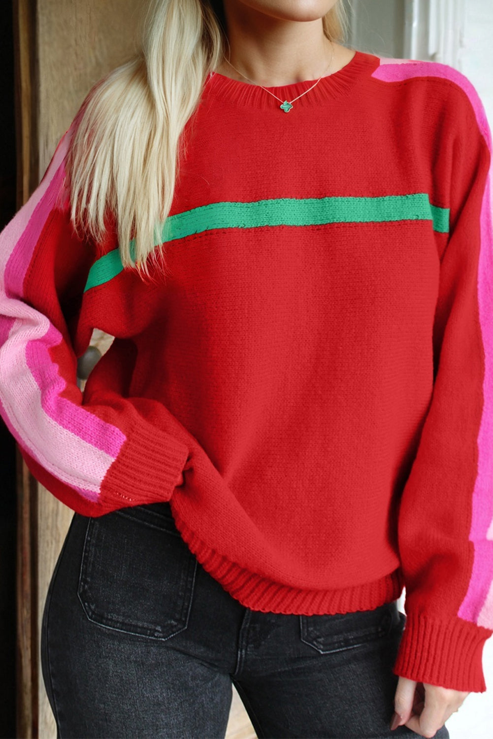 Pull femme Noël — rouge feu