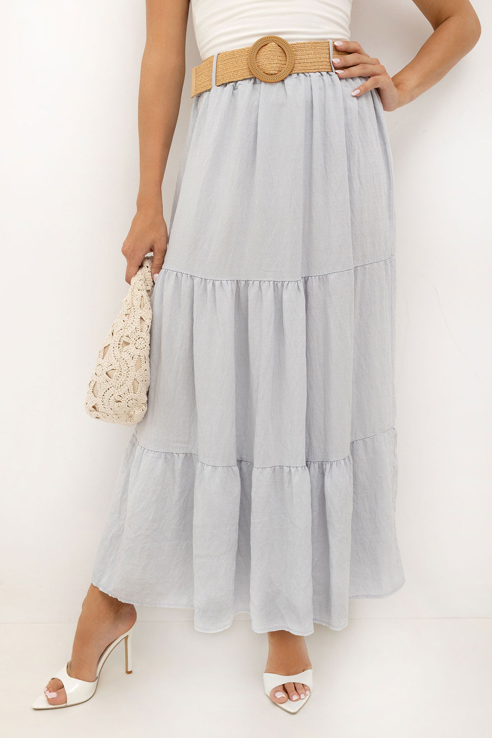 Jupe femme Italy Moda Longue Longue — gris