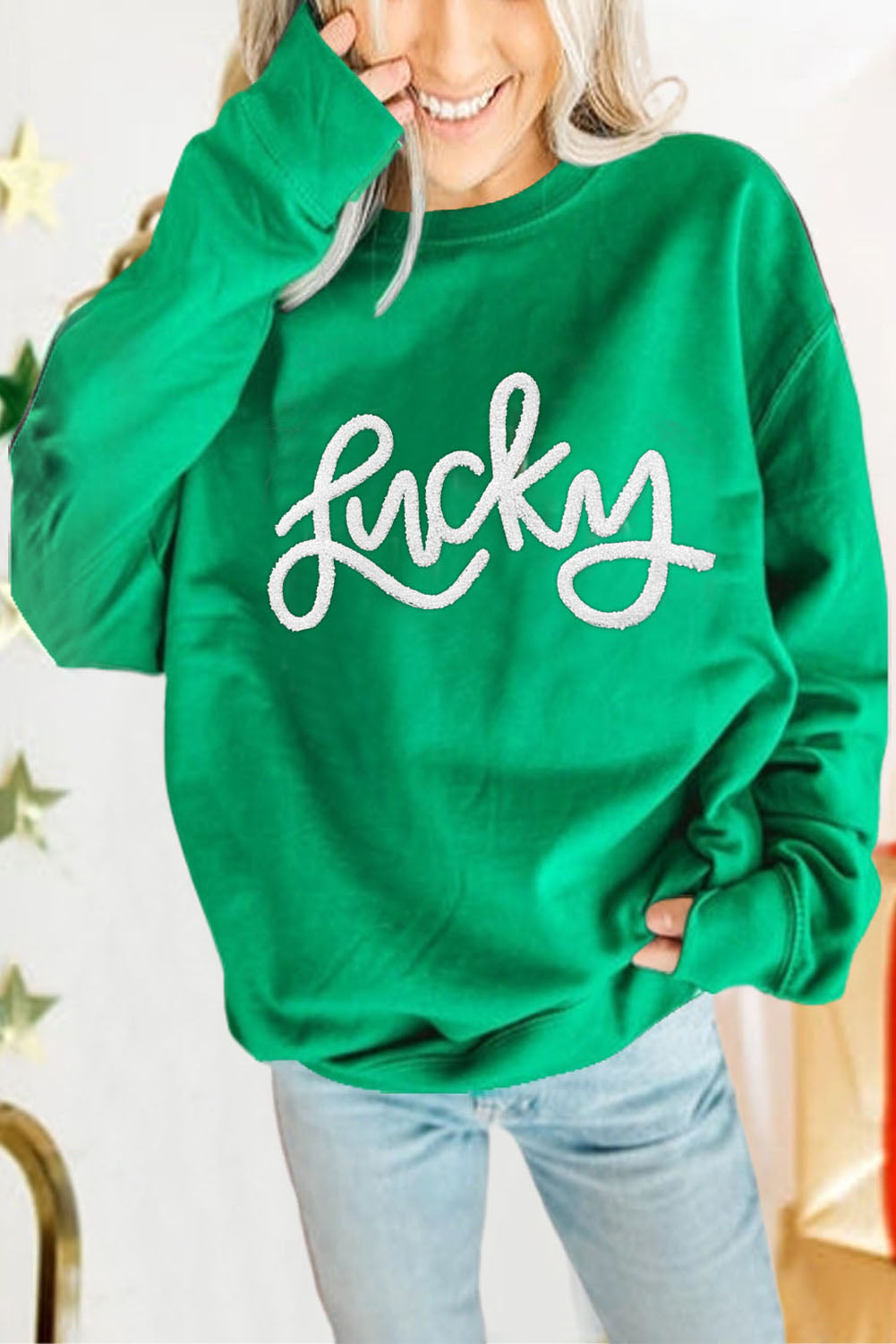 Sweat femme brodé — vert